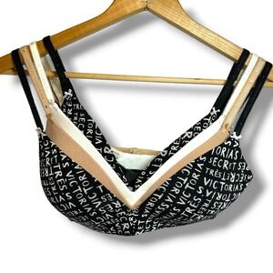 4 Victoria's Secret 34C 2 Black, Nude & White Cotton No Wire Lightly Lined Bras